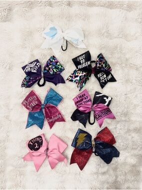Assorted Cheer Hair Bows - Multi Color Glitter & Printed Styles